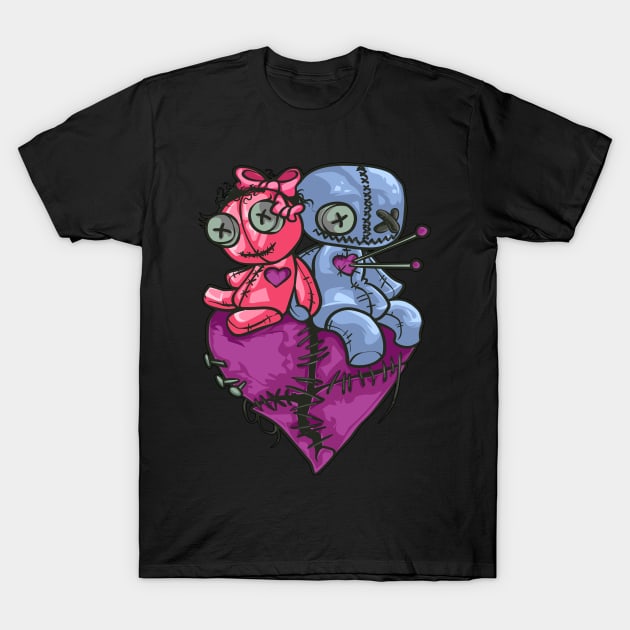 Voodoo Dolls Couples Halloween T-Shirt by E